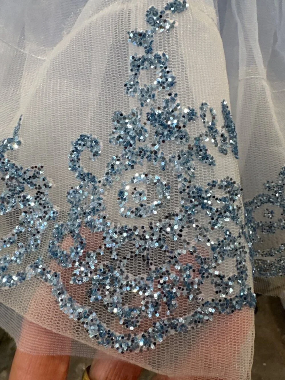 Weissman Blue princess Embroidered Dance Costume With Sparkle Tulle Skirt